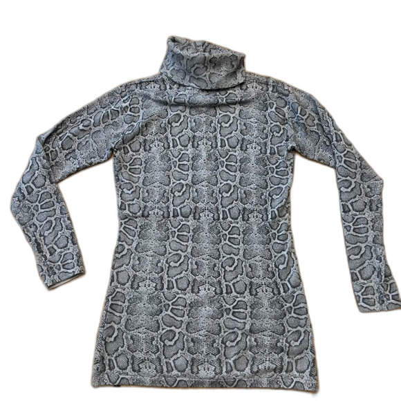 Obermeyer cotton blend gray animal print turtleneck tunic python sz S P2P 17-19" - Picture 2 of 8